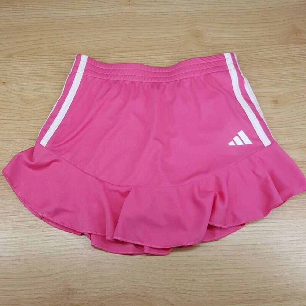 ADIDAS Girls Tennis Skirt Size 6X Pink Pull On Flare Hem Skort Shorts